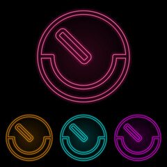 speedometer color neon set. Simple thin line, outline vector of web icons for ui and ux, website or mobile application