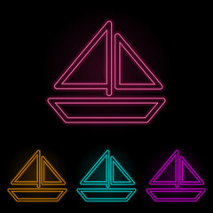 sailing yacht color neon set. Simple thin line, outline vector of web icons for ui and ux, website or mobile application