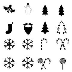 Fototapeta premium Christmas icons, Xmas symbols set, graphic design template, vector illustration