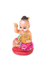 Thai amulet, horror boy doll or Kuman Thong show as beckoning lady.