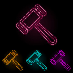 a hammer color neon set. Simple thin line, outline vector of web icons for ui and ux, website or mobile application