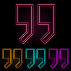 quotes color neon set. Simple thin line, outline vector of web icons for ui and ux, website or mobile application