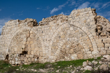 Panoramic view of Ruins of Crusader's forte at Beit Itab at the  Jerusalem Subdistrict