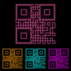 bar code color neon set. Simple thin line, outline vector of web icons for ui and ux, website or mobile application