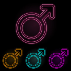 sign of a man color neon set. Simple thin line, outline vector of web icons for ui and ux, website or mobile application