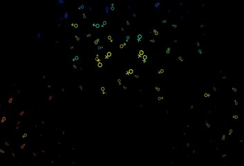 Dark blue, yellow vector backdrop with gender signs.