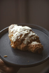 Almond croissant on a plate