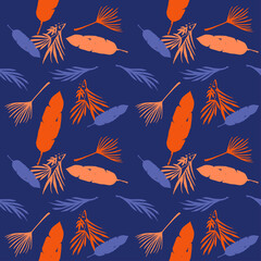 Hipster Tropical Vector Seamless Pattern. Fine Summer Fabrics. Drawn Floral Background. Monstera Banana