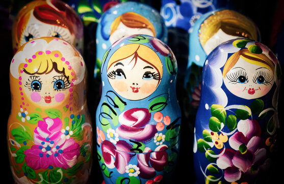 Brightly Painted Russian Babuska Dolls