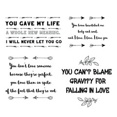 Set of vector quotes about love and Romantic feeling. Design elements for Valentine's day
