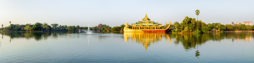 Panoramic view of the Kandawgyi Lake in Yangon, Myanmar