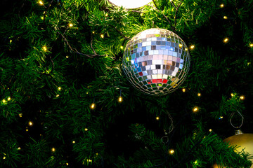 backdrop, background, ball, blurred, branch, bright, card, celebrate, celebration, christmas, close, closeup, colorful, crystal balls, december, decoration, decorative, design, disco, festive, flower,