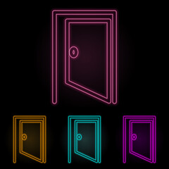 opened door color neon set. Simple thin line, outline vector of web icons for ui and ux, website or mobile application
