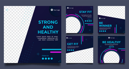Fitness Social media post templates. modern vector design. Vector illustration.
