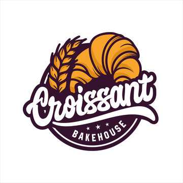 Croissant bakehouse vector design logo