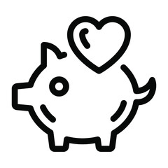 
Piggy money box with heart, trendy solid icon of love savings  
