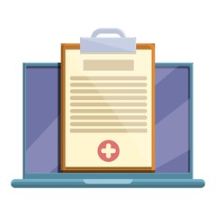 Telemedicine laptop icon. Cartoon of telemedicine laptop vector icon for web design isolated on white background