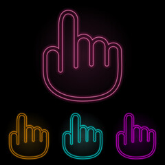 hand with finger index finger color neon set. Simple thin line, outline vector of web icons for ui and ux, website or mobile application