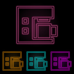 coffee machine color neon set. Simple thin line, outline vector of web icons for ui and ux, website or mobile application