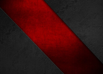 Red metal background with black texture for technology design. 3d illustration
