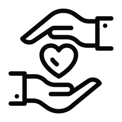 
Hands holding heart depicting love support icon of solid style 

