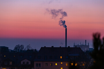 Abendstimmung Schornstein Rauch
