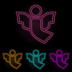 angel color neon set. Simple thin line, outline vector of web icons for ui and ux, website or mobile application
