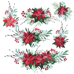 watercolor christmas flowers