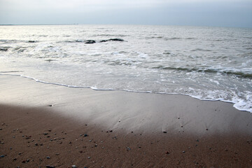 empty Baltic sea beach at wintertime