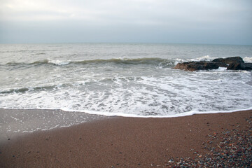 empty Baltic sea beach at wintertime