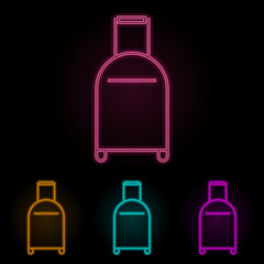 suitcase color neon set. Simple thin line, outline vector of web icons for ui and ux, website or mobile application