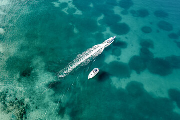 Aerial view of yahts