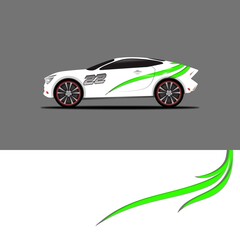 Obraz na płótnie Canvas Car decal wrap design vector. Graphic abstract stripe racing background kit designs for vehicle race car rally adventure and livery