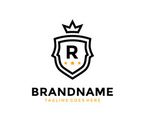 Minimalist Shield logo template.
Shield emblem design.