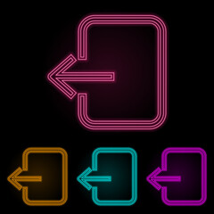 exit sign color neon set. Simple thin line, outline vector of web icons for ui and ux, website or mobile application