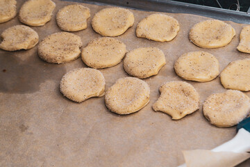 Fototapeta na wymiar homemade cookies on a baking sheet