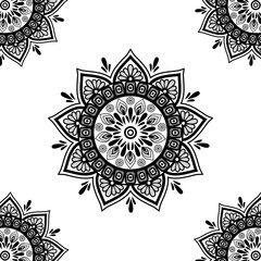 Flower Mandala. Vintage decorative elements. Oriental pattern, vector illustration. Islam, Arabic, Indian, moroccan,spain, turkish, pakistan, chinese, mystic, ottoman motifs. Coloring book page