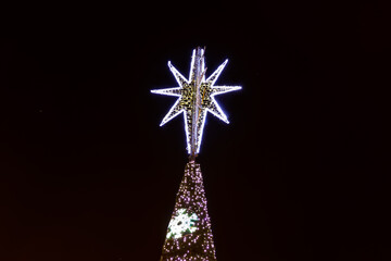 Christmas decoration in center of Huelva city, Andalusia, Spain