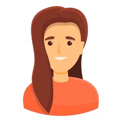 Young woman icon. Cartoon of young woman vector icon for web design isolated on white background