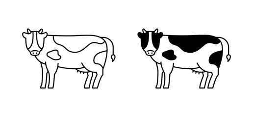 牛のアイコンセット／ウシ／イラスト／シンプル／丑年／干支／年賀／2021年