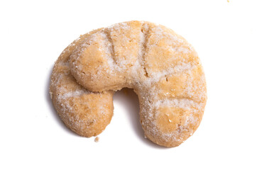 sand bagels with powdered sugar isolated