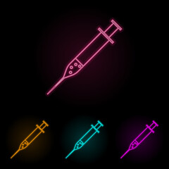 Naklejka premium syringe color neon set. Simple thin line, outline vector of web icons for ui and ux, website or mobile application