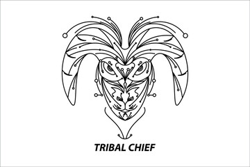 black outline style illustration of mythological animal chieftain