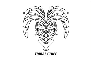 black outline style illustration of mythological animal chieftain