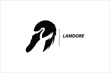 fierce duck animal head logo template illustration in black and white style