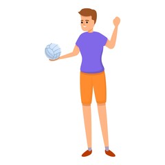 Active volleyball player icon. Cartoon of active volleyball player vector icon for web design isolated on white background