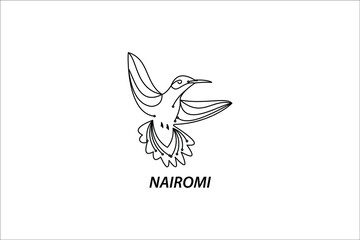 illustration of a nairomi bird logo in black outline style
