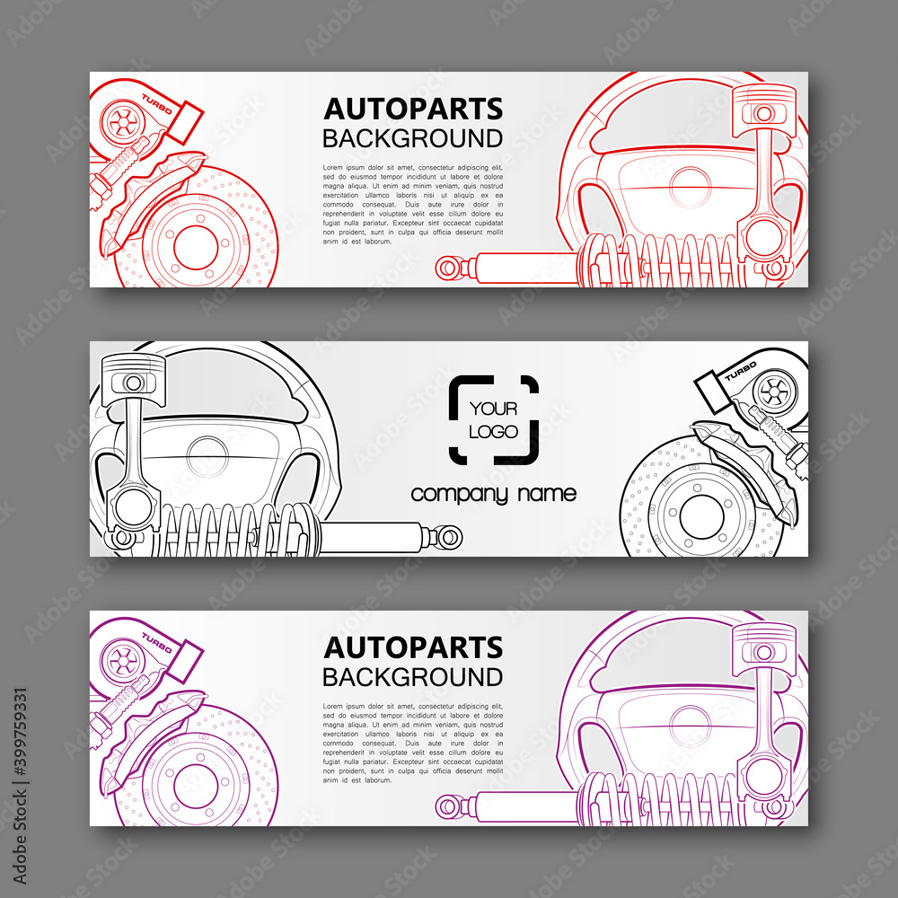 Poster auto parts banner. modern template vector design. vector car service design auto parts template. hea