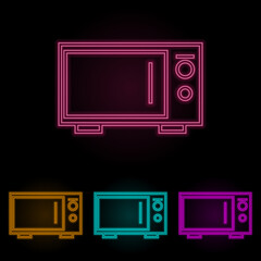 microwave color neon set. Simple thin line, outline vector of web icons for ui and ux, website or mobile application