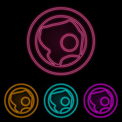 fried eggs on a plate color neon set. Simple thin line, outline vector of web icons for ui and ux, website or mobile application
